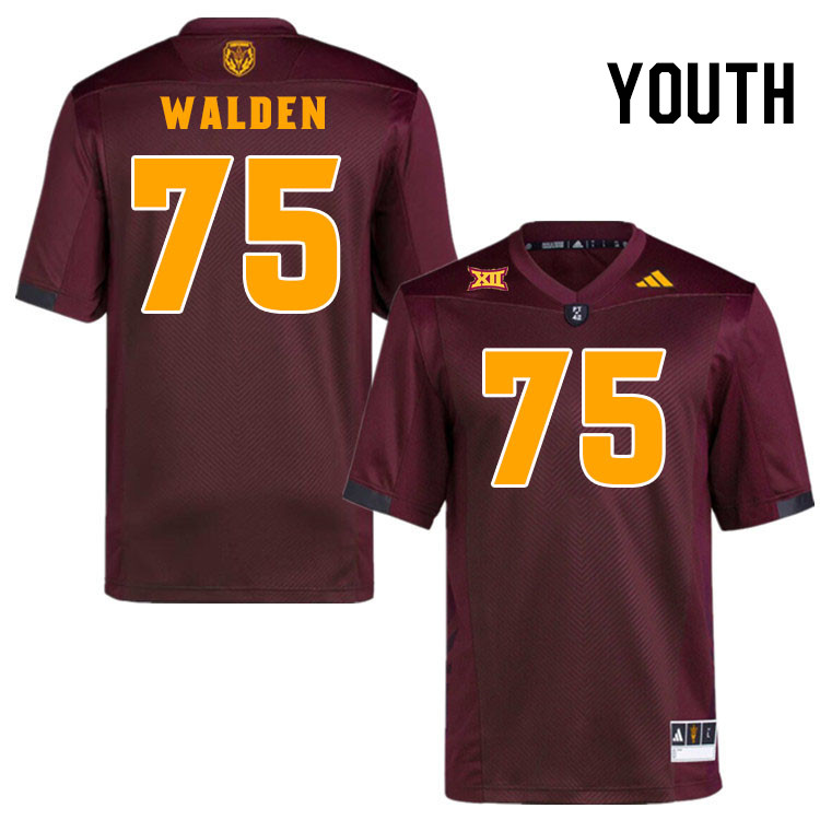 Youth #75 Bram Walden Arizona State Sun Devils College Football Jerseys Stitched-Maroon